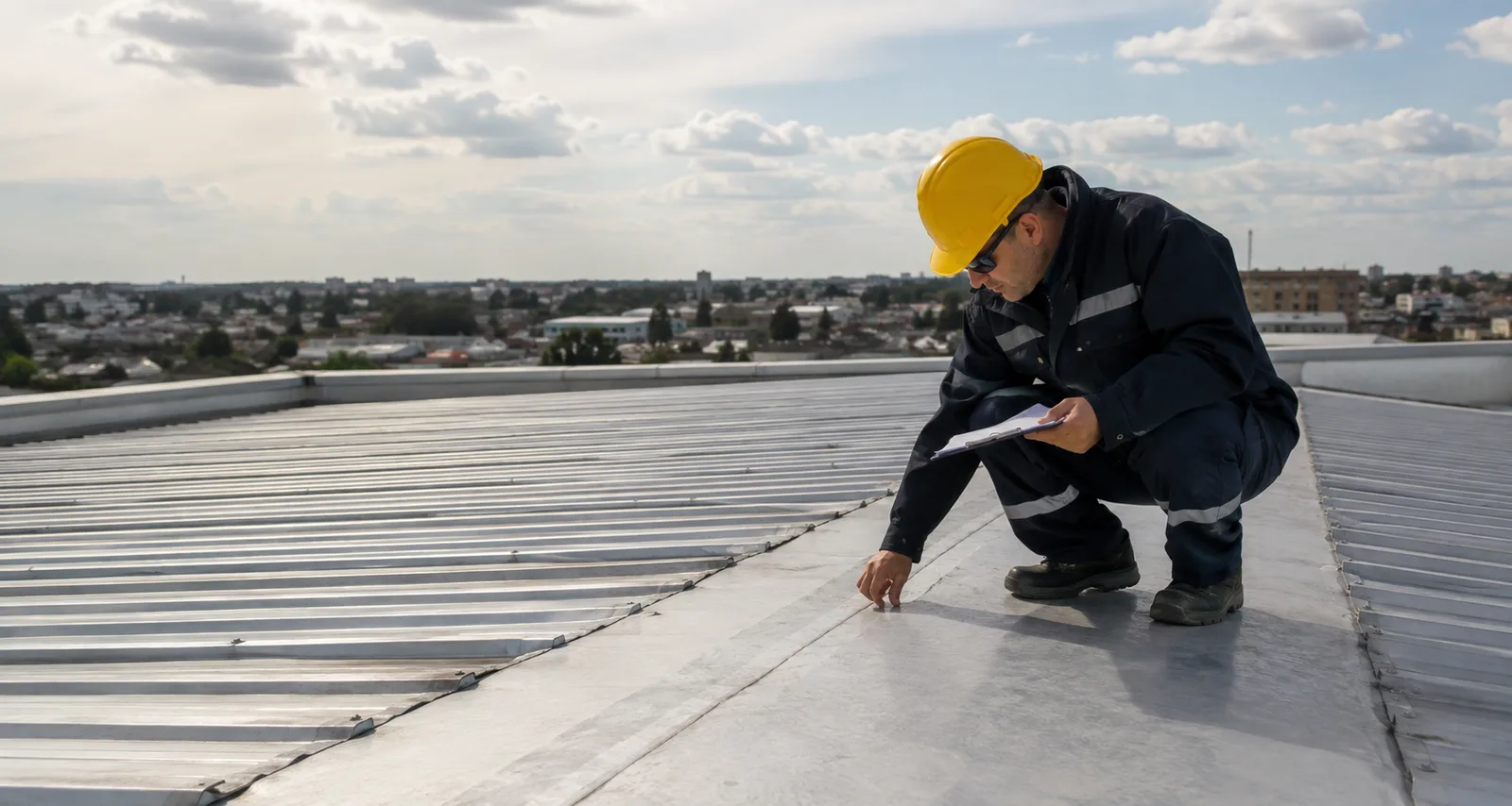 Inspección técnica de cubierta industrial de chapa para impermeabilización preventiva, Araser SRL